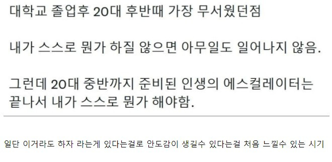 20대 중후반에 느끼는 두려움