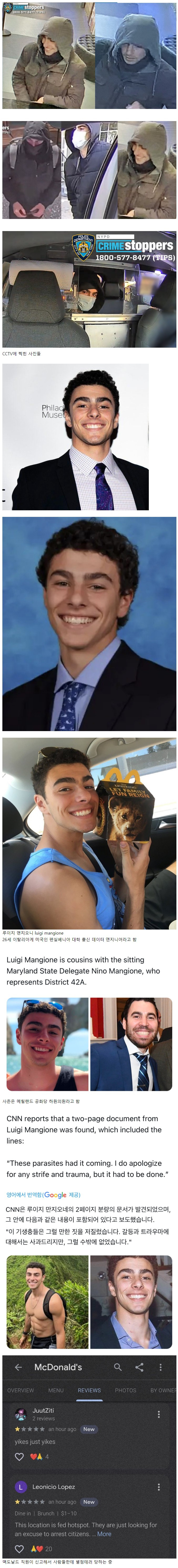 미국 보험사 CEO 살해 용의자 체포 